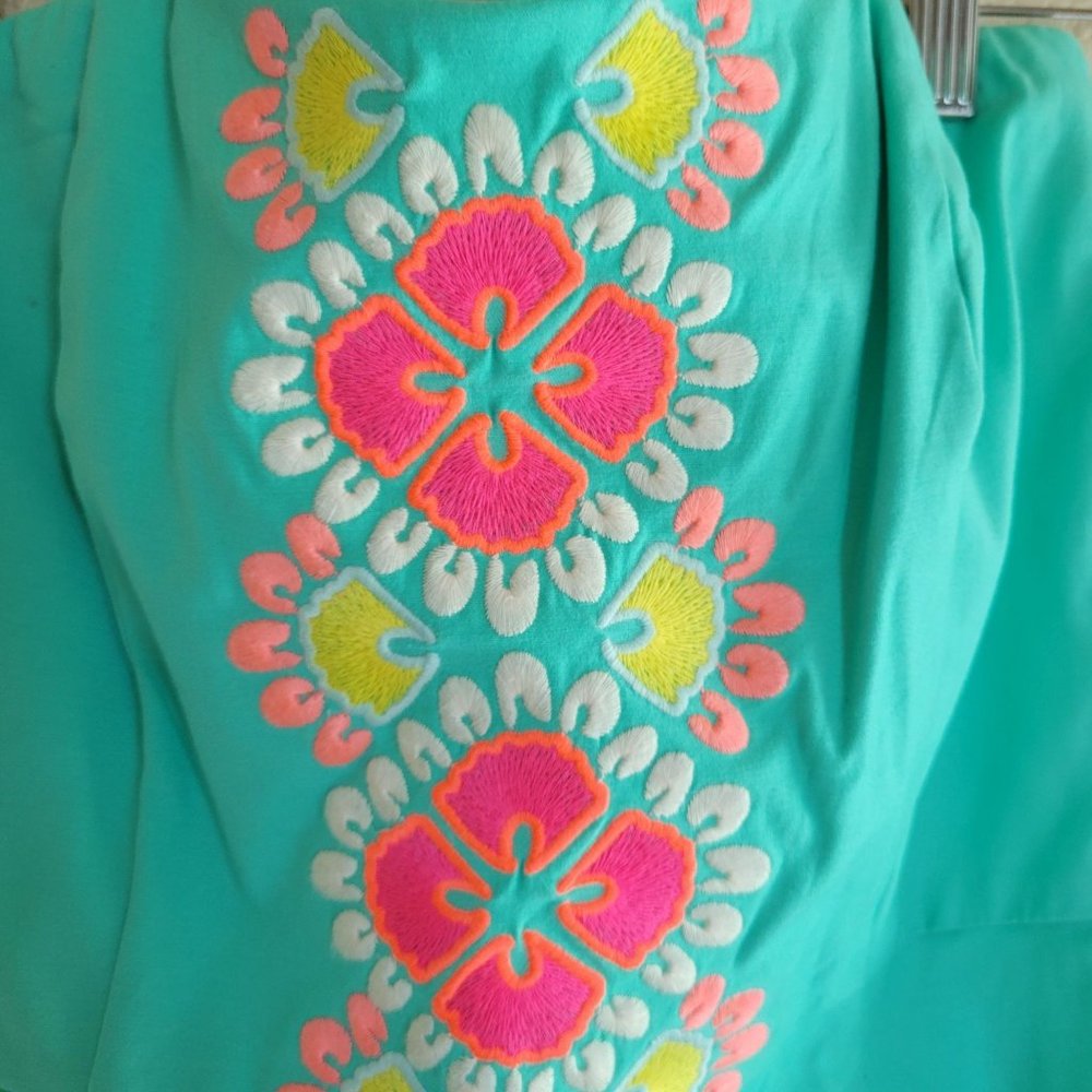 Vineyard Vines Womens Dress Green M Caribbean Floral Embroidered Strapless Back - Picture 5 of 11